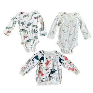 Carter's 3-Piece 18-Month Dinosaur Bundle: 1 Sweatshirt and 2 Onesies